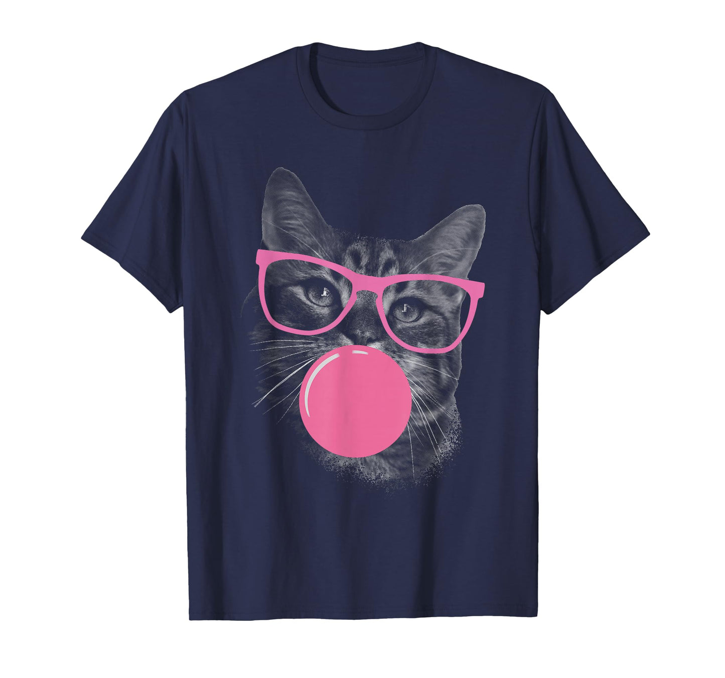 Cute Cat Face Eating Gum and Makes A Bubble Funny Cat Women T-Shirt