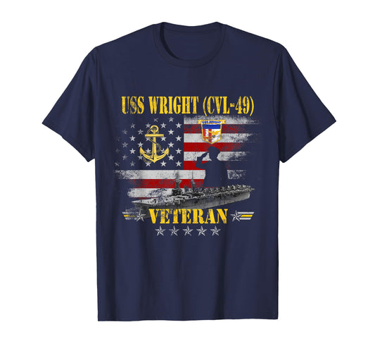 USS Wright CVL-49 Aircraft Carrier Vintage Veteran Proud T-Shirt