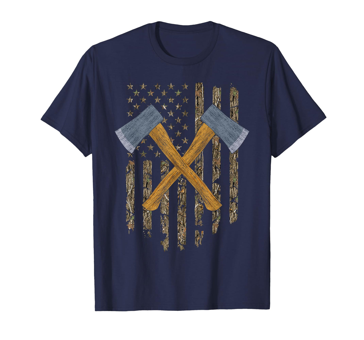 Axe Throwing Hatchets American Flag Tree Camouflage Vintage T-Shirt