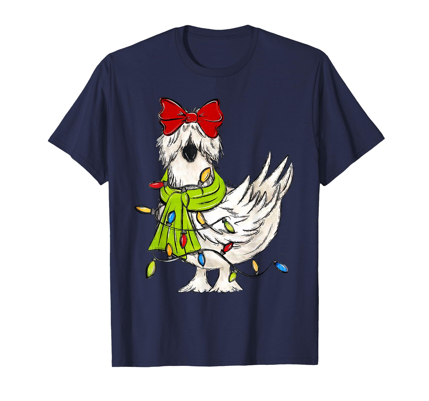 Coquette Silkie Chicken Christmas Lights Farm Animal Lover T-Shirt