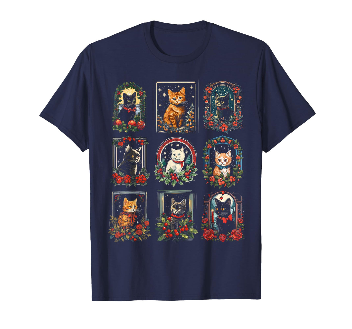 Vintage Kitten Christmas Cats, Cat Mom, Cat Dad Women, Men T-Shirt