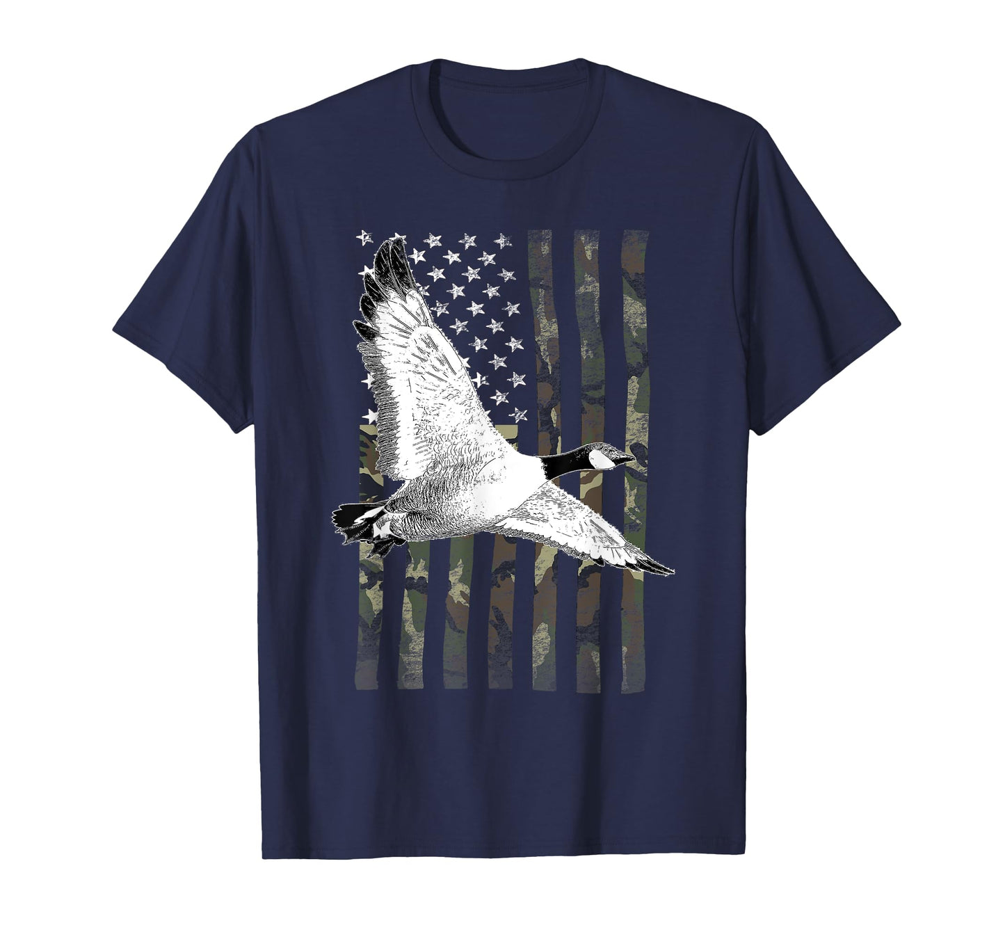 Goose Hunting Camouflage American Flag T-Shirt T-Shirt for Women Kids Men
