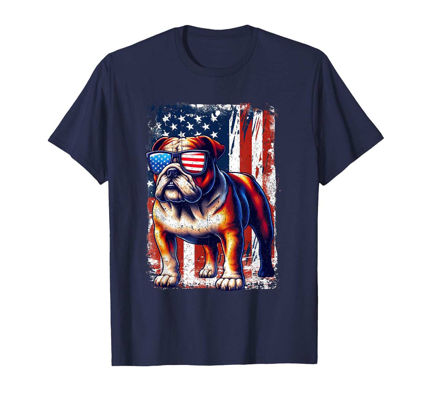 Vintage Bulldog Lovers American Flag Pets Dogs USA US Outfit T-Shirt