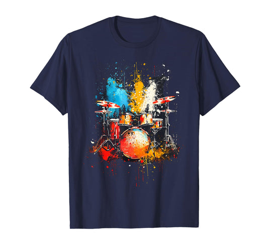 Drums instrument on colorful painted Drums T-Shirt