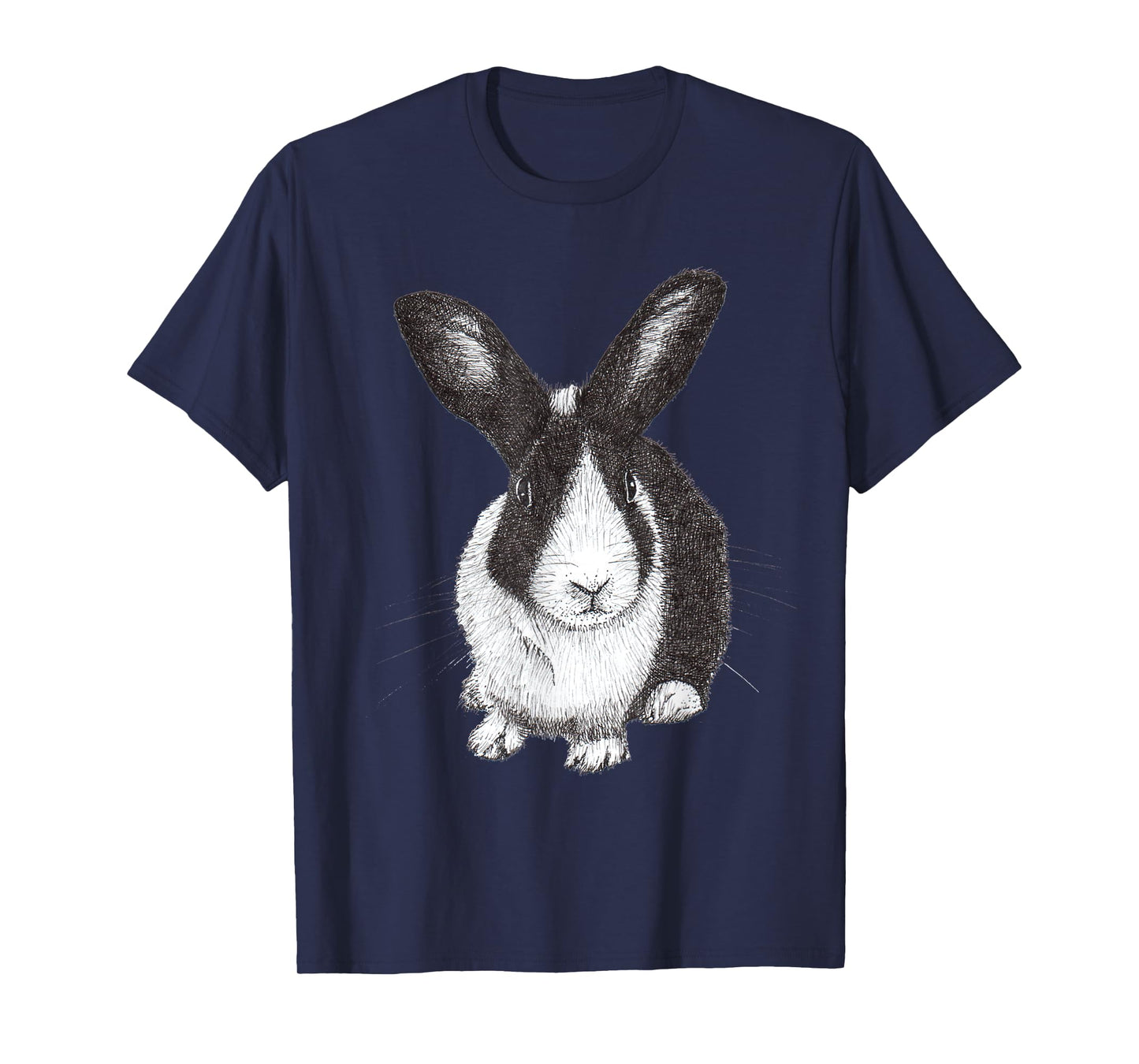 ChescaMade Dutch Bunny Rabbit Drawing T-Shirt - Women's Grey Rabbit Themed T-Shirt - Small - Classic Fit - Short Sleeve - Cotton, Polyester - Unique Rabbit Drawing Graphic