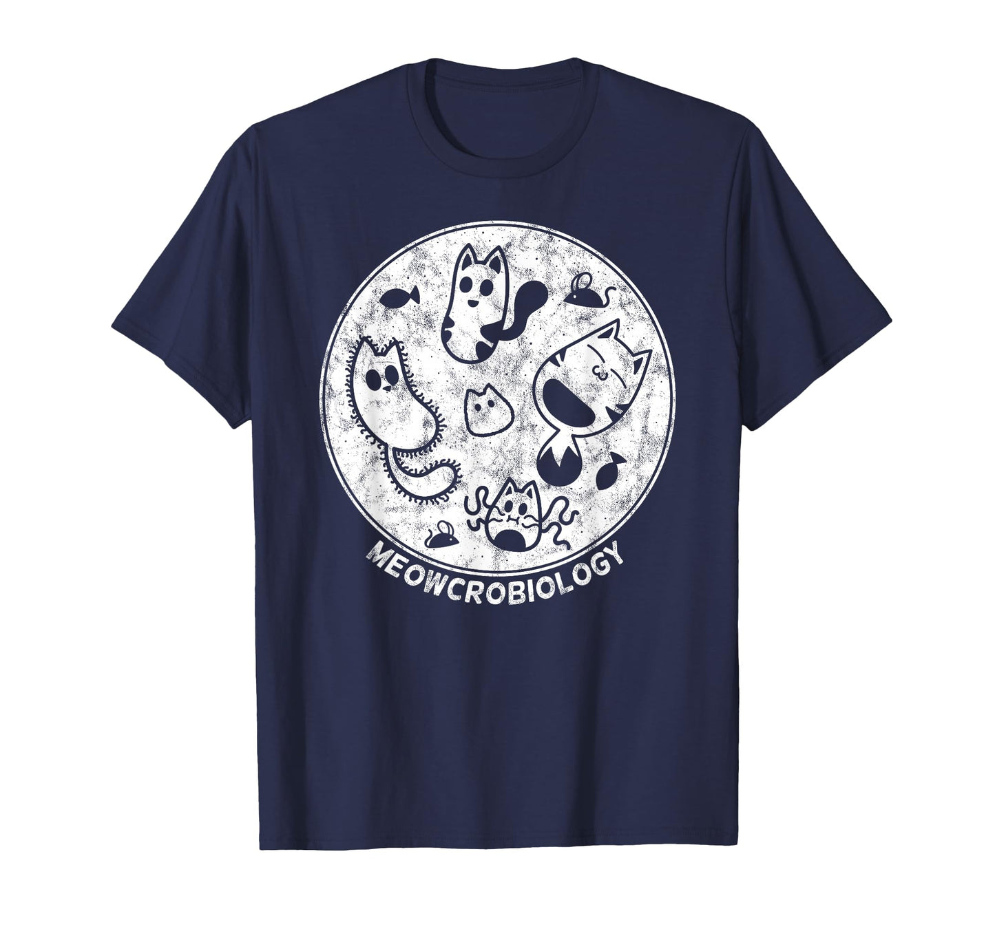 Cute Cat Distressed Bacteria Microbiology Science Lab T-Shirt Small