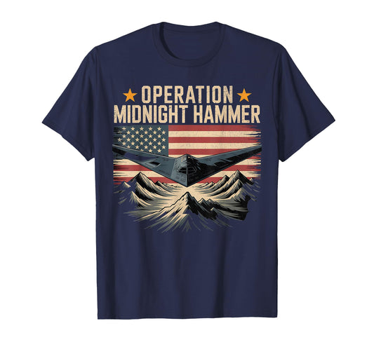 Retro Operation Midnight Hammer B-2 Jet with American Flag T-Shirt