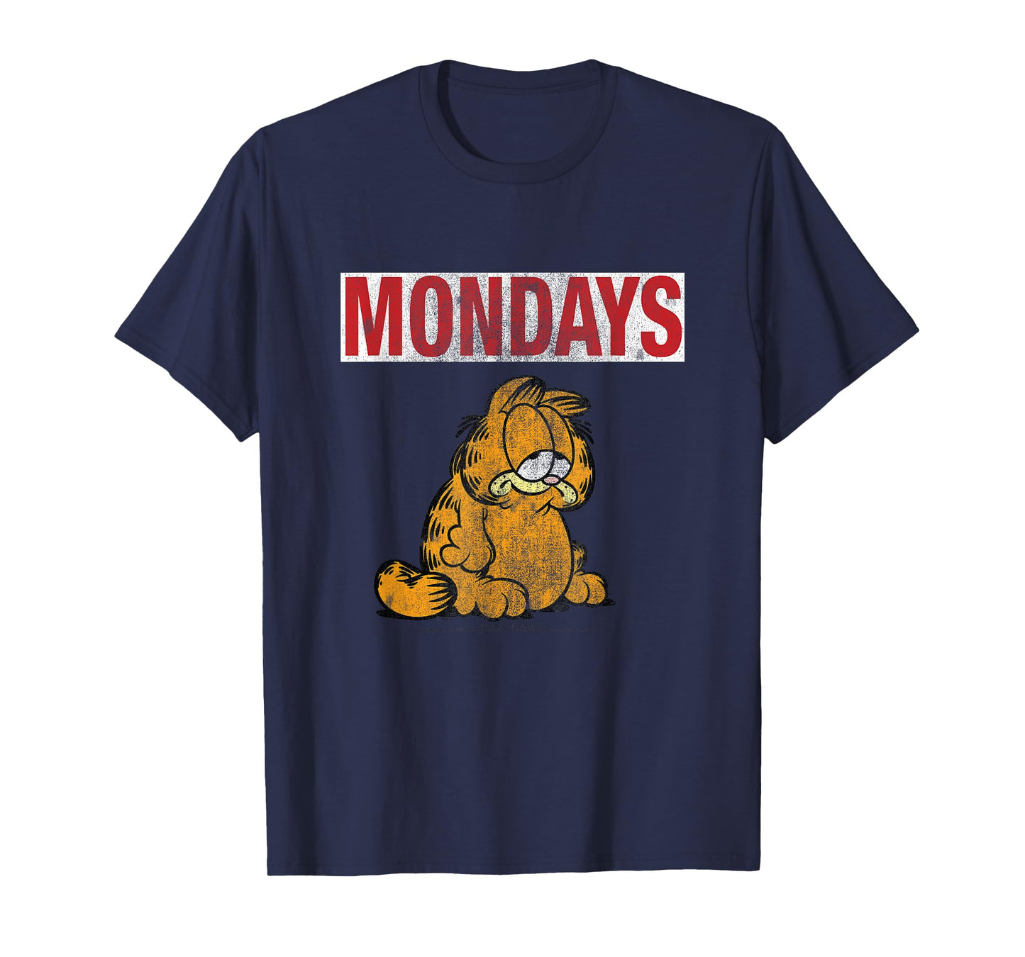 Garfield Hates Mondays Distressed Cat Cartoon T-Shirt
