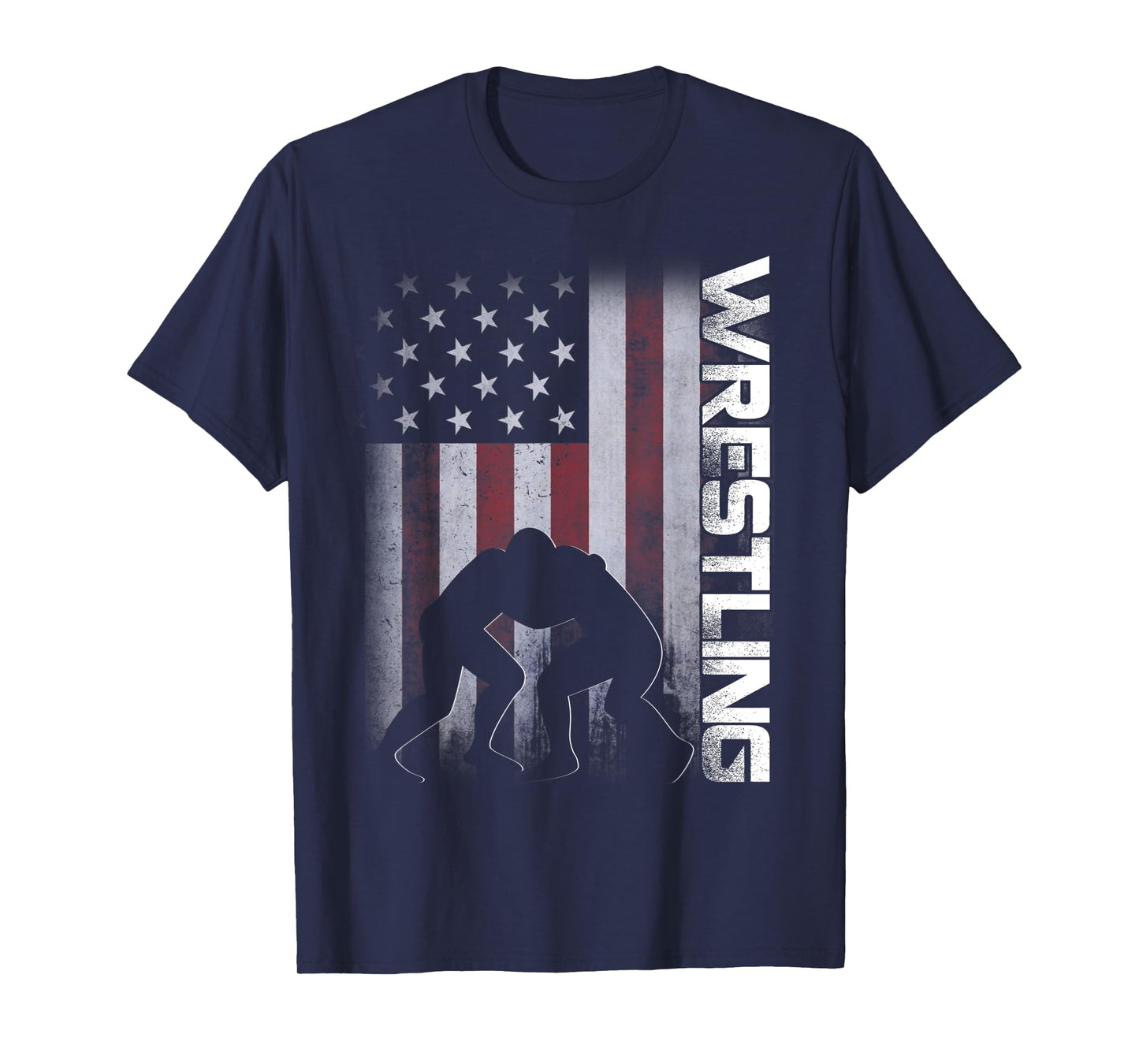 American Flag Wrestling T-Shirt Distressed Wrestle Gift Tee T-Shirt for Women Kids Men