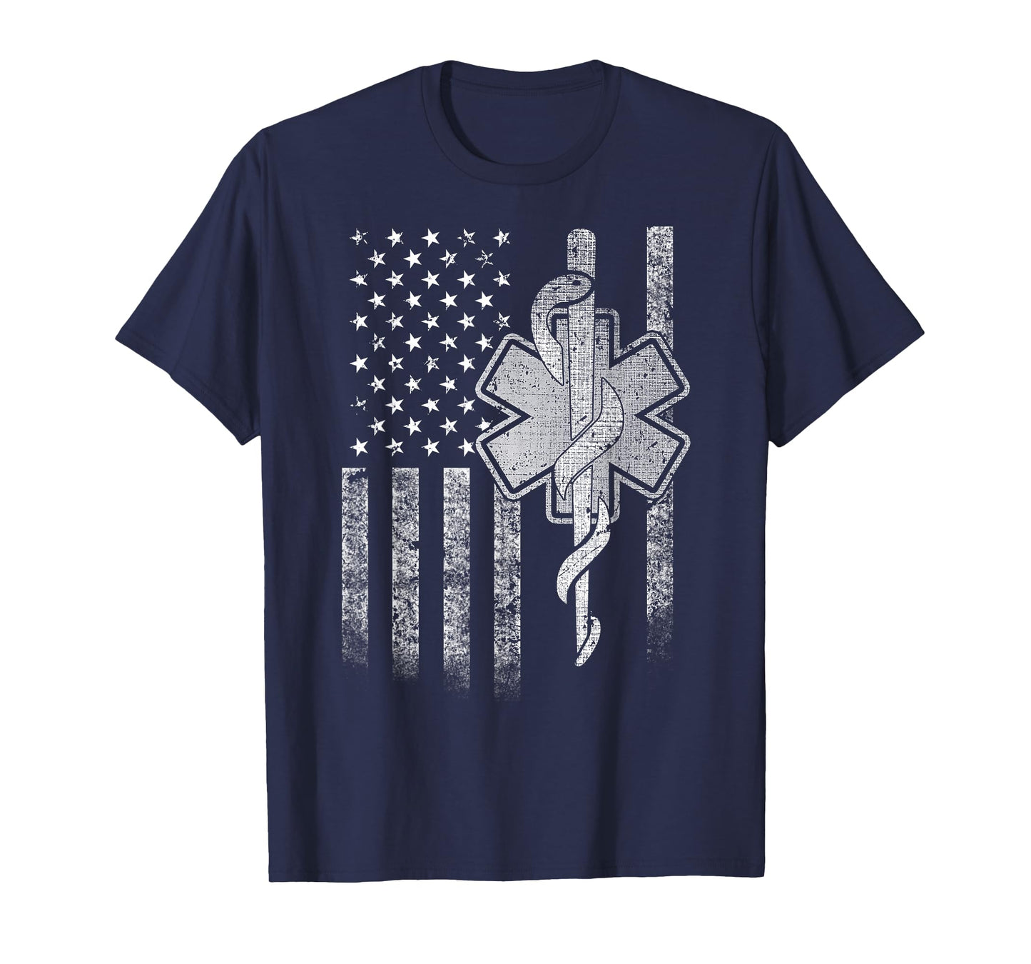 Two-Sided EMT First Responder American Flag Gift Idea T-Shirt for Women Men