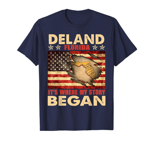DeLand Florida USA Flag 4th Of July T-Shirt for Women Men