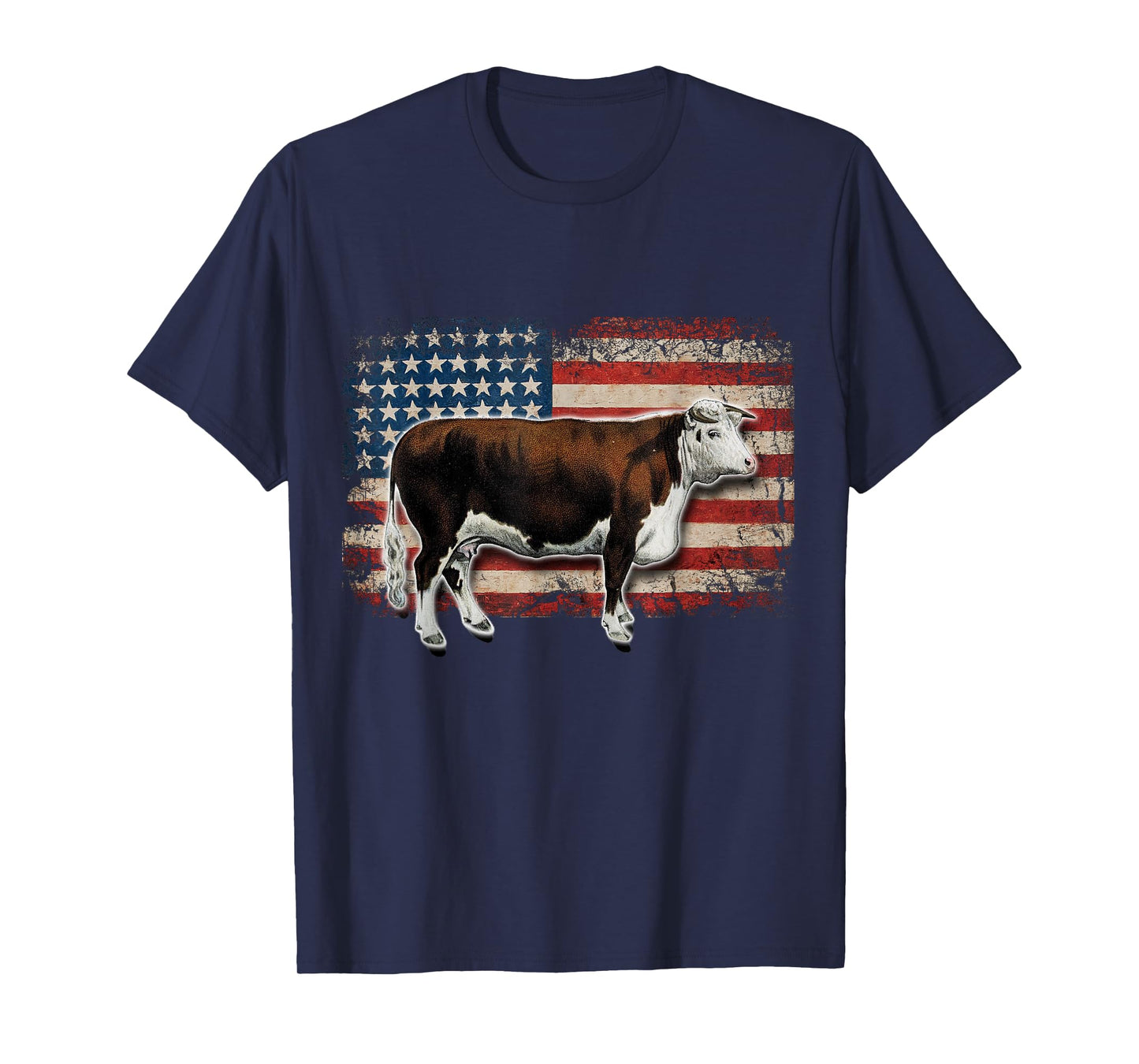 Hereford Rancher - American Flag for Hereford Cow Farmer T-Shirt