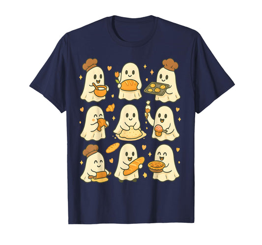 Cute Baking Ghost Cozy Fall Aesthetic for Spooky Season T-Shirt