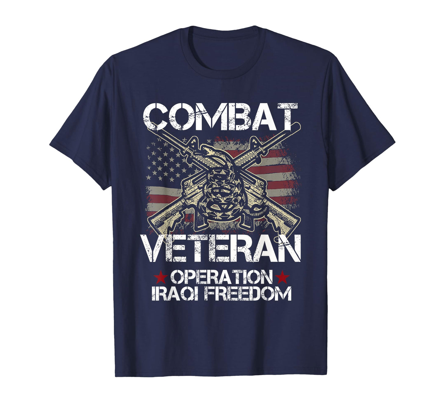 Combat Veteran Iraqi Freedom Military USA American Flag Gift T-Shirt