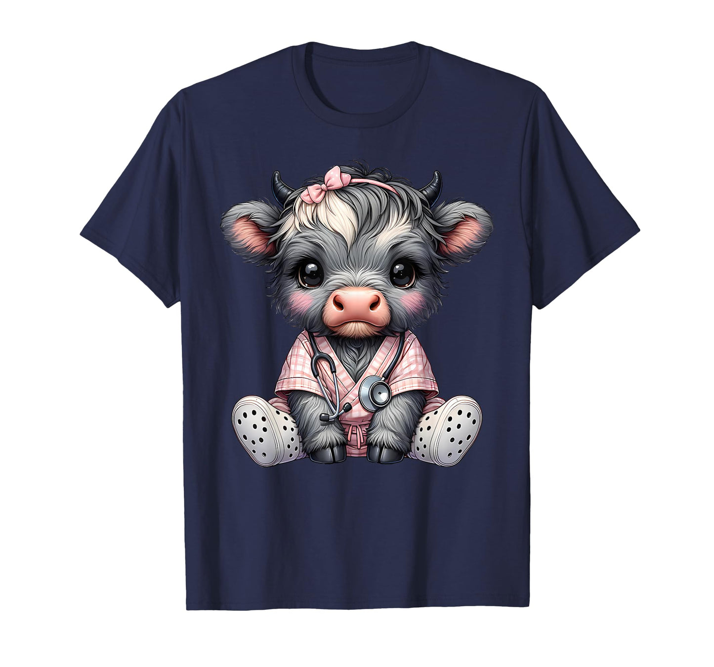 Cute Highland Cow Nurse Appreciation Farm Animal Nursing T-Shirt