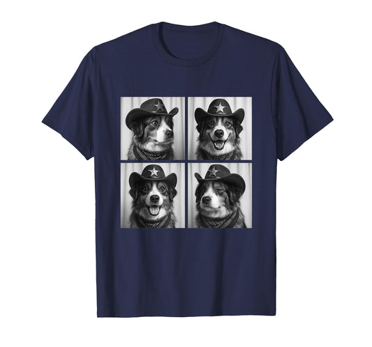 Cute Australian Shepherd Funny Cowboy Dogs Western Aesthetic T-Shirt