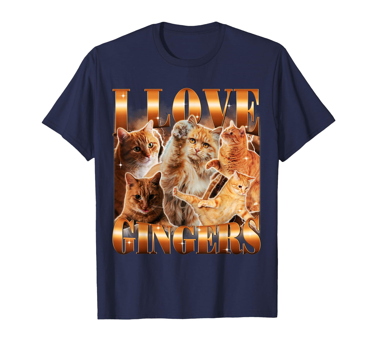 I Love Gingers Funny Cute Cat Meme Kitten Bootleg Joke T-Shirt for Men Women Kids