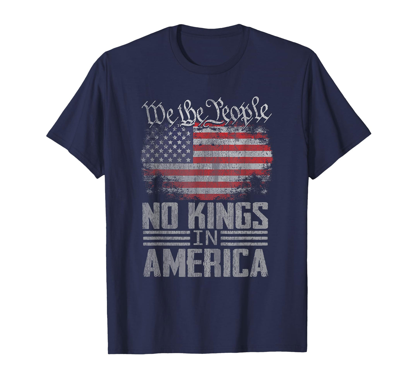 No Kings in America US Flag Vintage Men Women T-Shirt