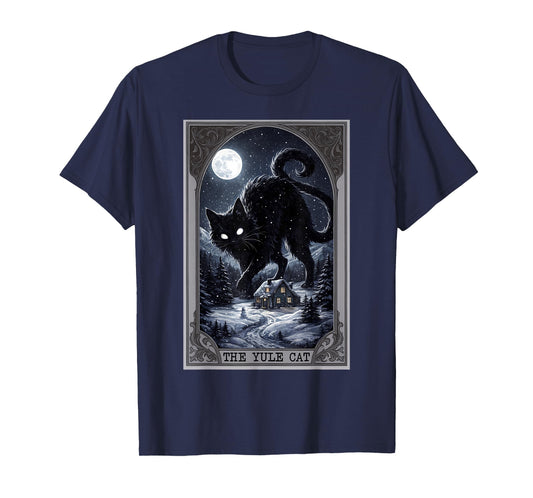 Creepmas Vintage The Yule Cat Tarot Card Dark Christmas T-Shirt