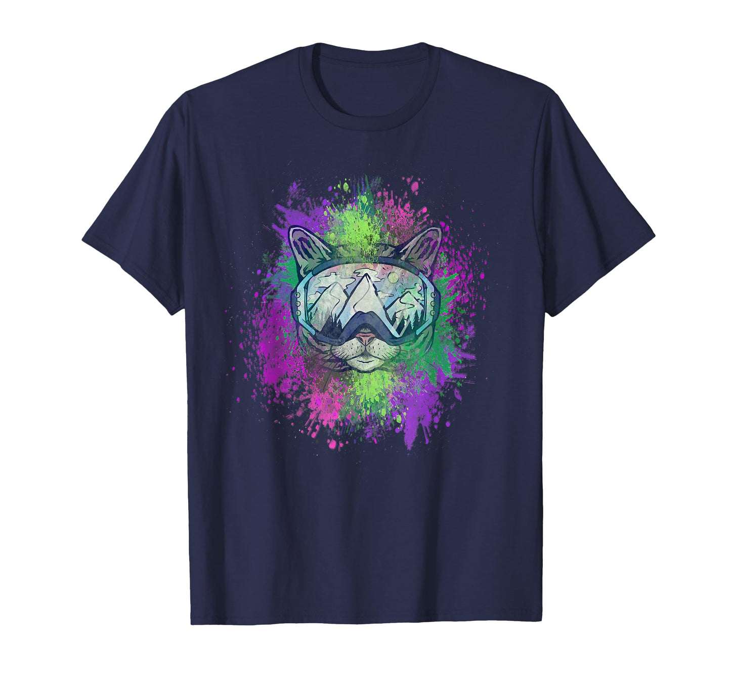 Ski Snowboard Cat Kitty Kitten Mountain Ape Snowman Goa Psy T-Shirt