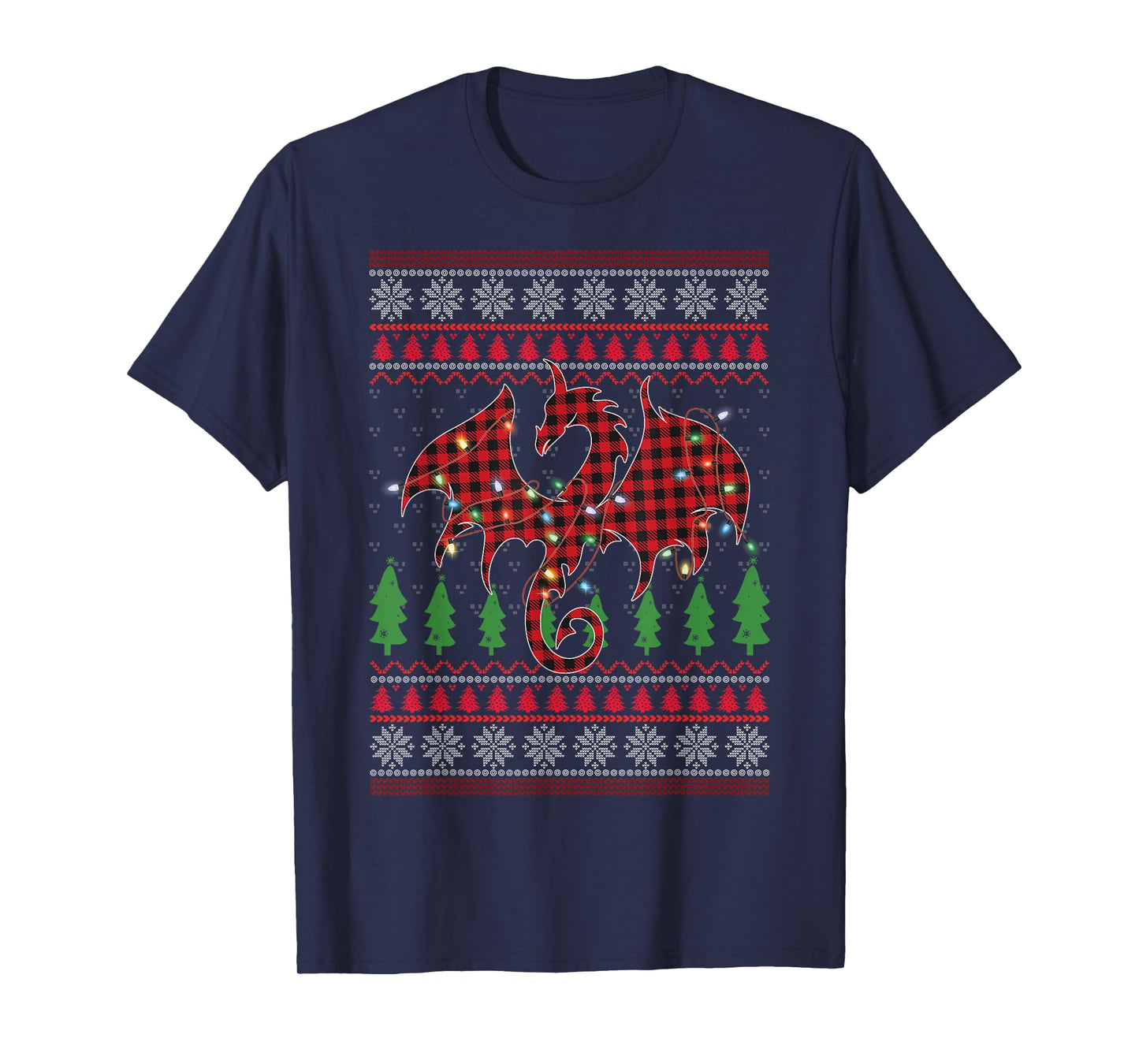 Zodiac Dragon Ugly Sweater Christmas Lights Dragon Lover T-Shirt