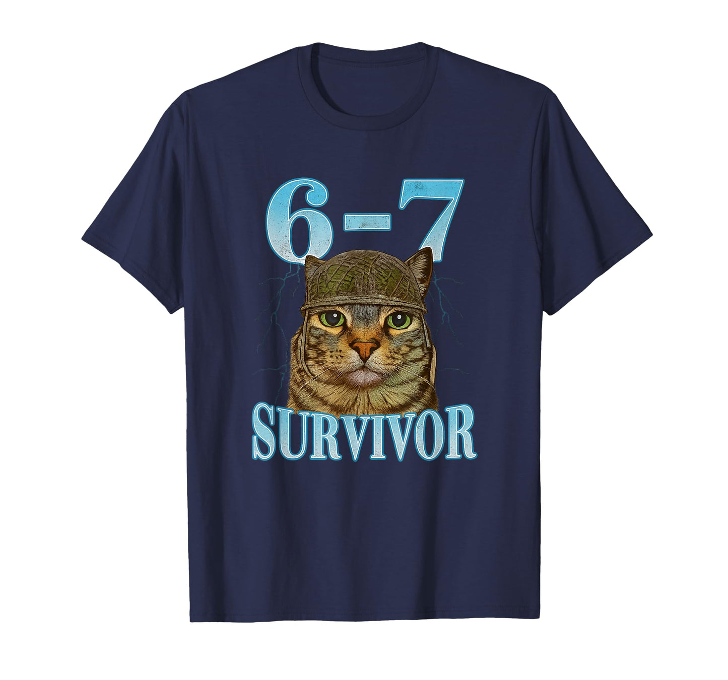 Funny Saying 67 Cats Tummy Ache Survivor Cat Meme six Seven T-Shirt