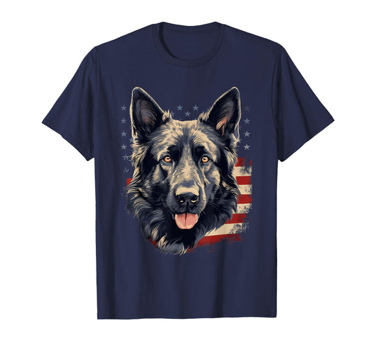 4th Of July US Flag Shiloh Shepherd Dog T-Shirt