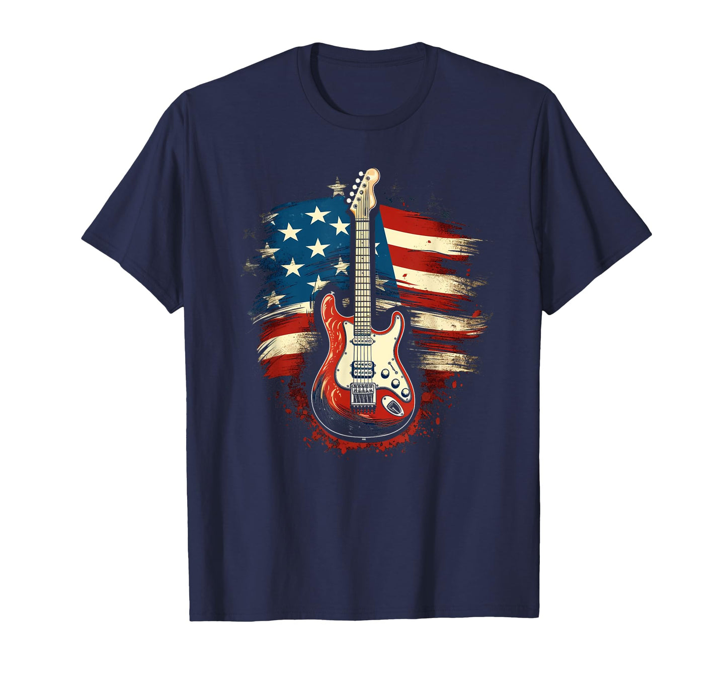 Guitar American Flag USA - Country Music 4th of July Gifts Women Kids Men T-Shirt