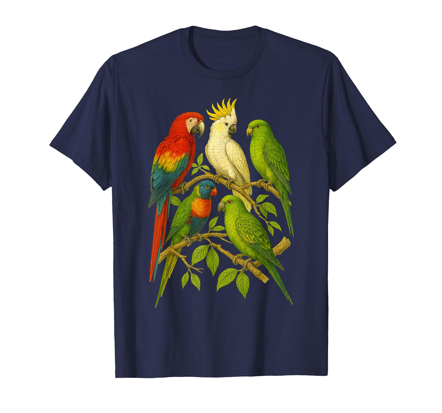 Vintage Tropical Parrots Exotic Birds Nature T-Shirt