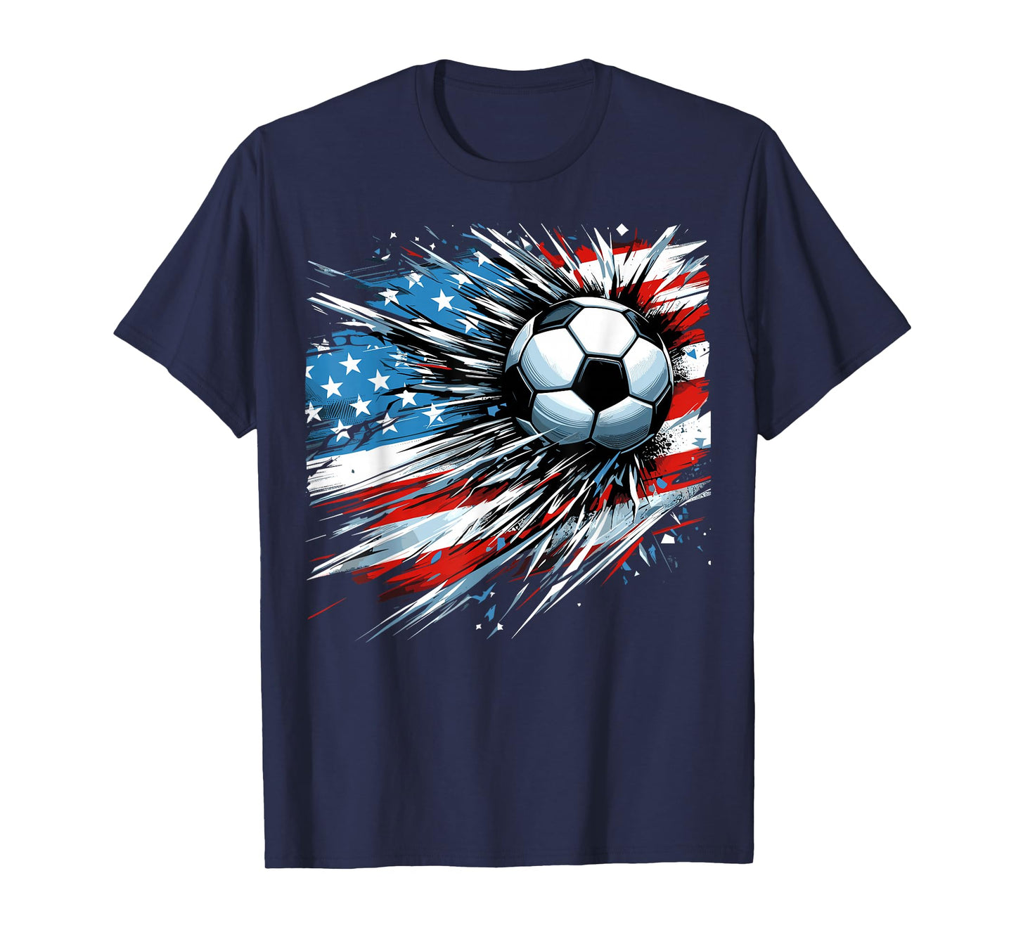 Soccer Ball 4th of July Boys American Flag Patriotic T-Shirt