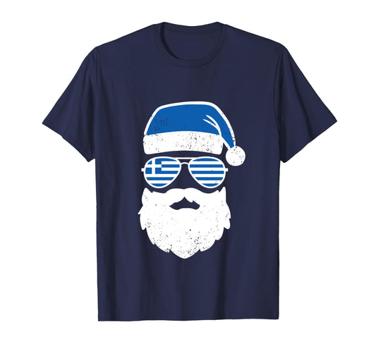 Greek Orthodox Christmas Santa Claus Greece Flag Greek Long Sleeve T-Shirt