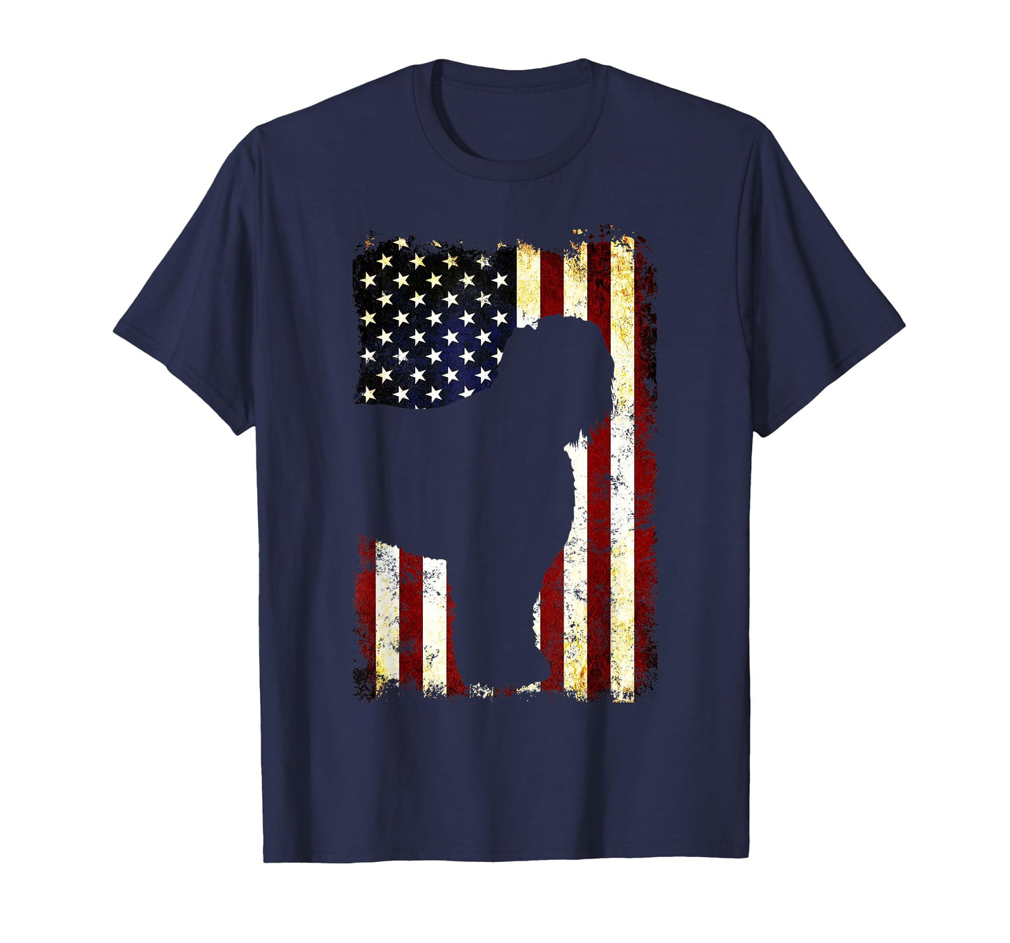 Black Russian Terrier Silhouette American Flag Women Men T-Shirt