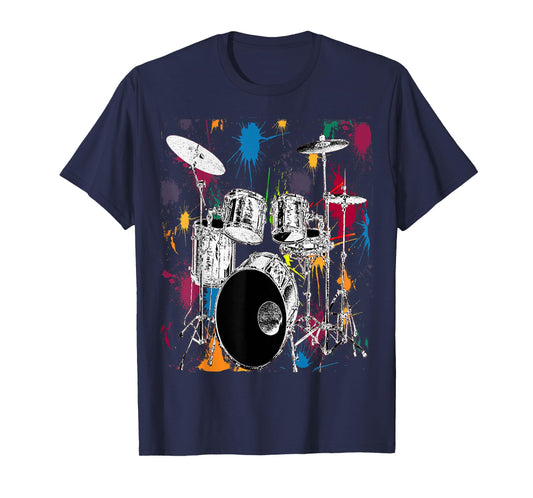 Drummer Silver Drum Set Artistic Design T-Shirt