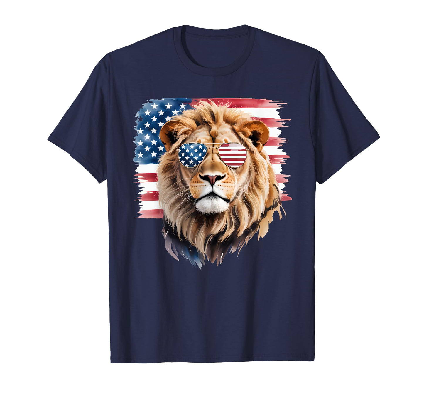 American Flag Lion USA 4th Of July Patriotic Men Women T-Shirt