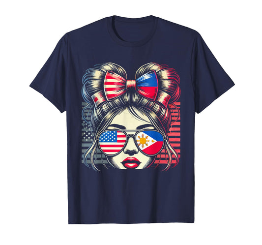 Half Filipino Half American USA Flag Philippines America T-Shirt