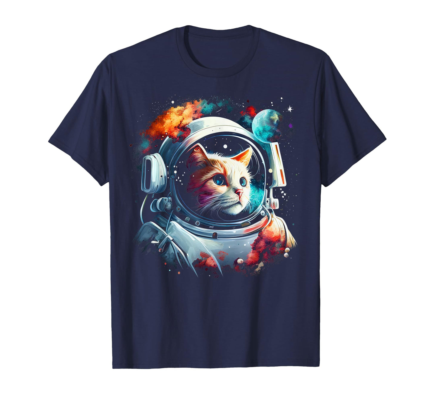 Astronaut Cat or Funny Space Cat on Galaxy Cat Lover T-Shirt for Men Women Kids
