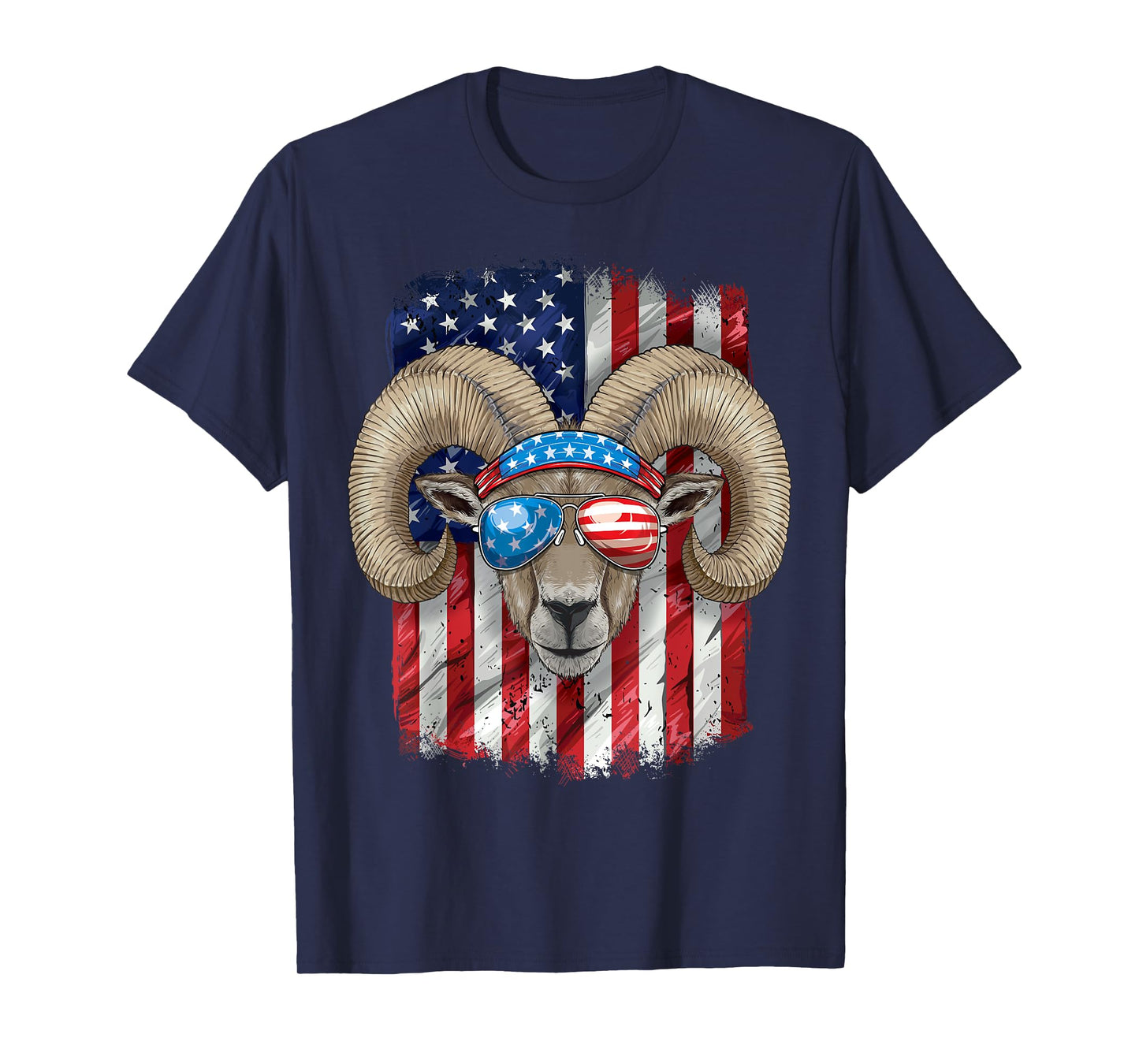 4th of July Shirt Men Boys Women Farmers Ram USA Flag T-Shirt