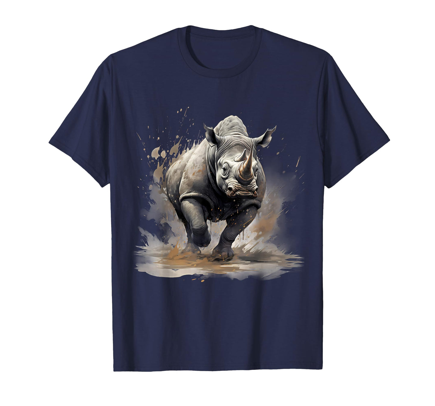 Rhino Splash Artwork Rhinoceros Wildlife Safari Motif Nature T-Shirt