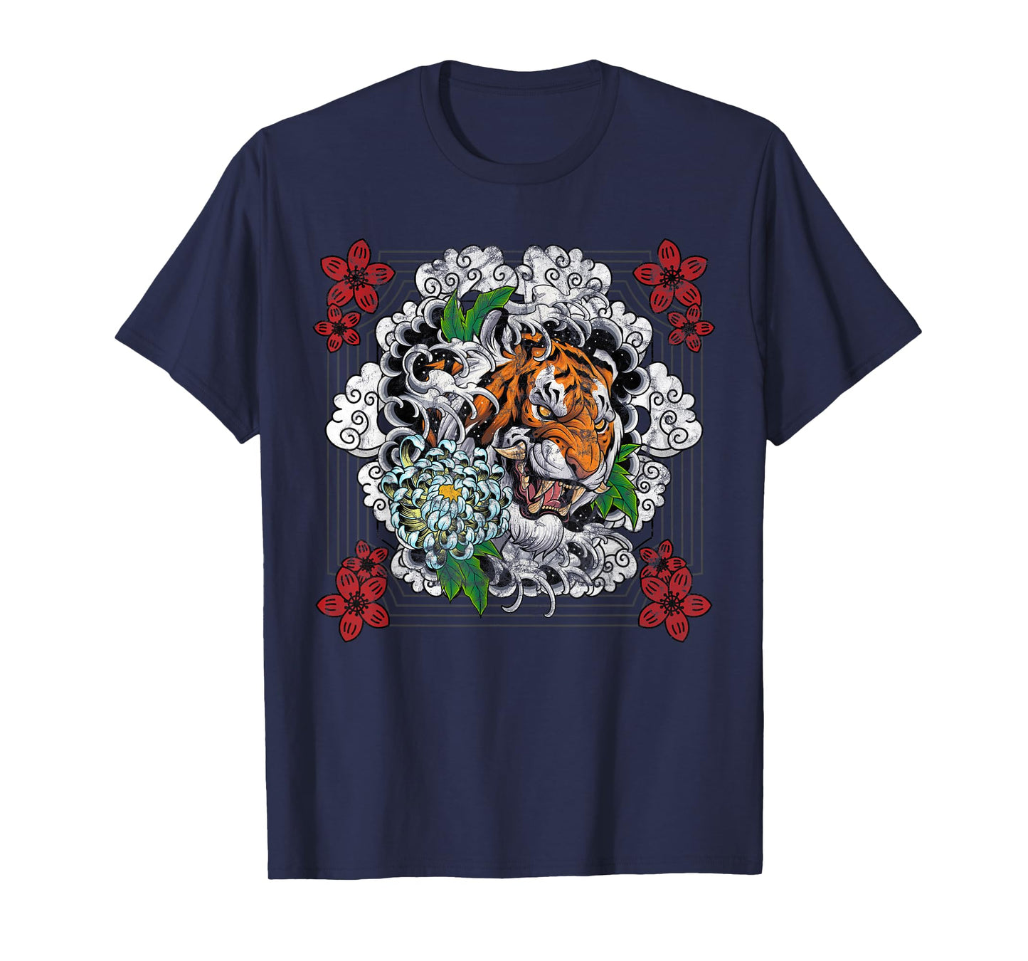 Tattoo Style Traditional Japanese Tiger Chinese Zodiac T-Shirt