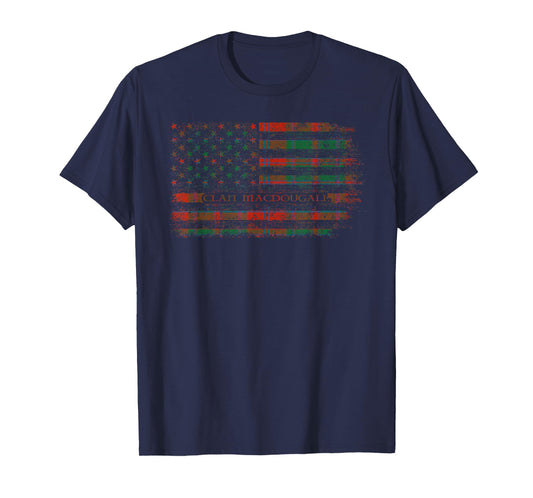 Clan MacDougall-Clans Originaux Scottish tartan US flag T-Shirt