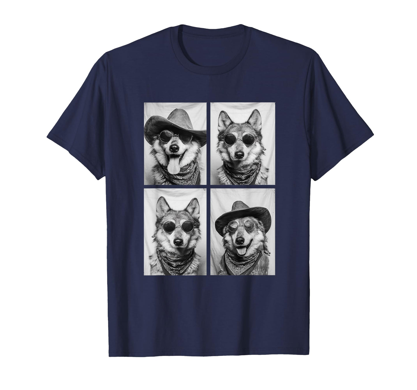 Cowboy Wolf with Sunglasses Forest Animal Photo Booth Wolves T-Shirt
