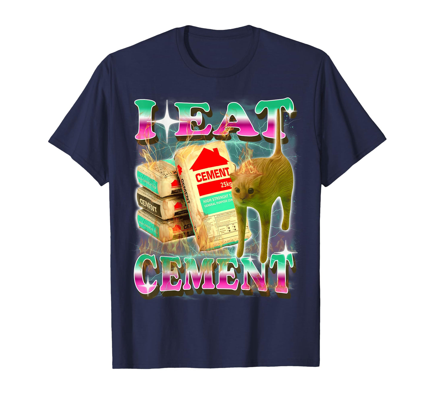 I Eat Cement Funny Cat Meme Absurd Surreal Gen-Z Humor T-Shirt