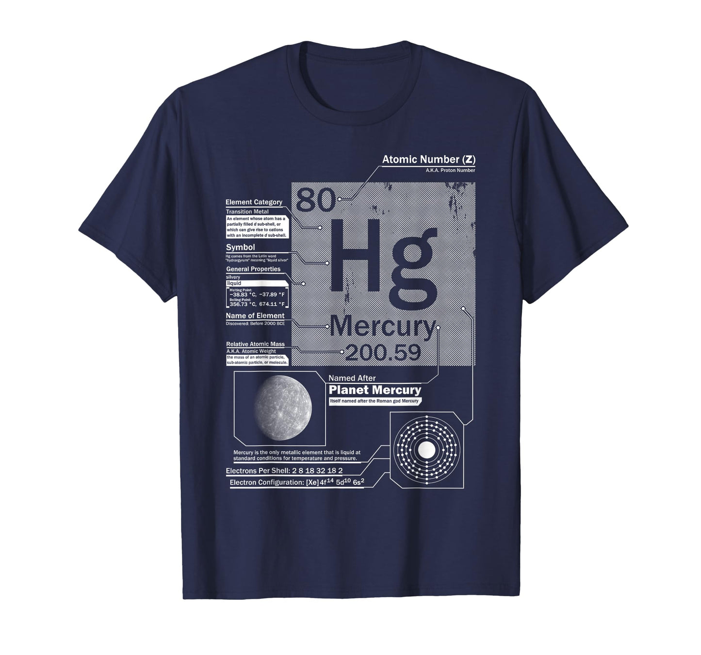 Mercury (Hg) Element | Atomic Number 80 Science Chemistry T-Shirt