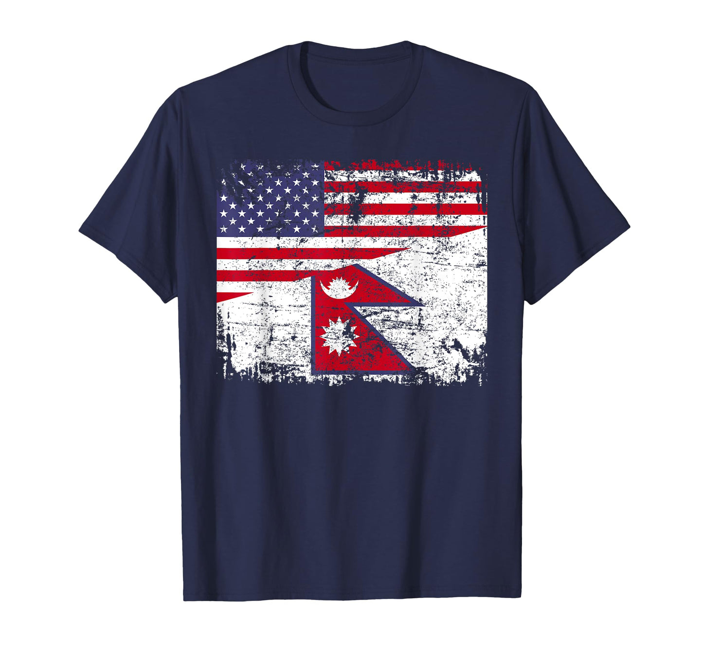 NEPALESE ROOTS | Half American Flag | NEPAL T-Shirt for Women Kids Men