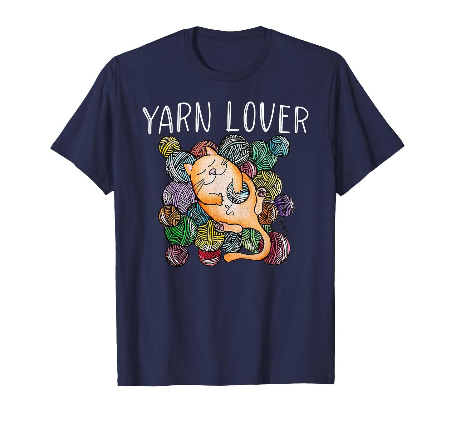 Adorable Knitting and Crochet Happy Cat Yarn Lovers T-Shirt