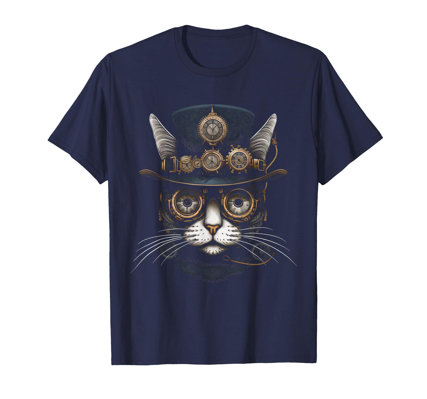 Steampunk Cat Artwork Vintage Steam Punk Cat Lover T-Shirt for Men Women Kids