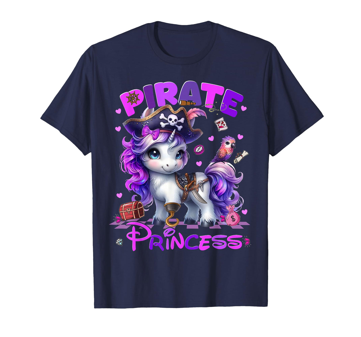 Pirate Princess Cute Unicorn Hallooween Costumes Girl T-Shirt