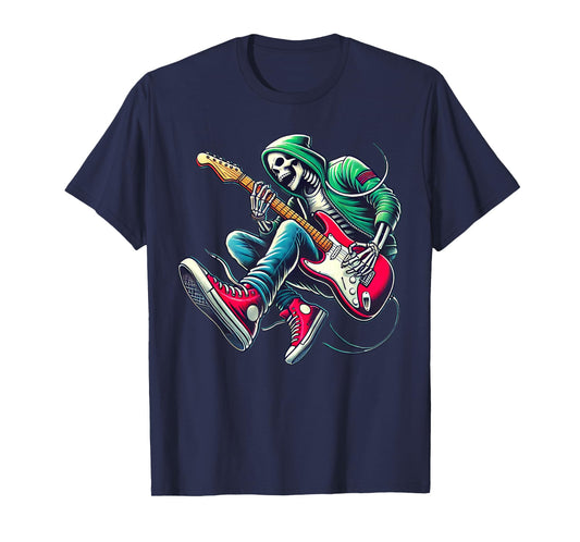 Skeleton Playing Guitar - Rock And Roll Graphic Band T-Shirt