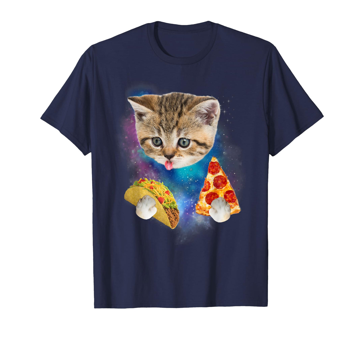 Funny Galaxy Taco Cat | Space Cat Eat Pizza and Taco T-Shirt