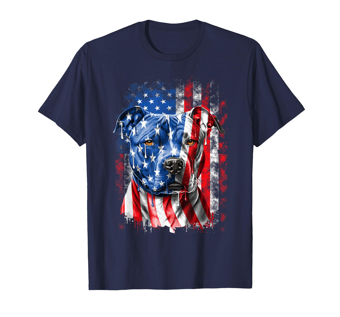 Abab Patriotic Pitbull Dog Lover Owner 4th Of July Retro Pitbull Dog & American Flag Independence Day July 4th T-Shirt